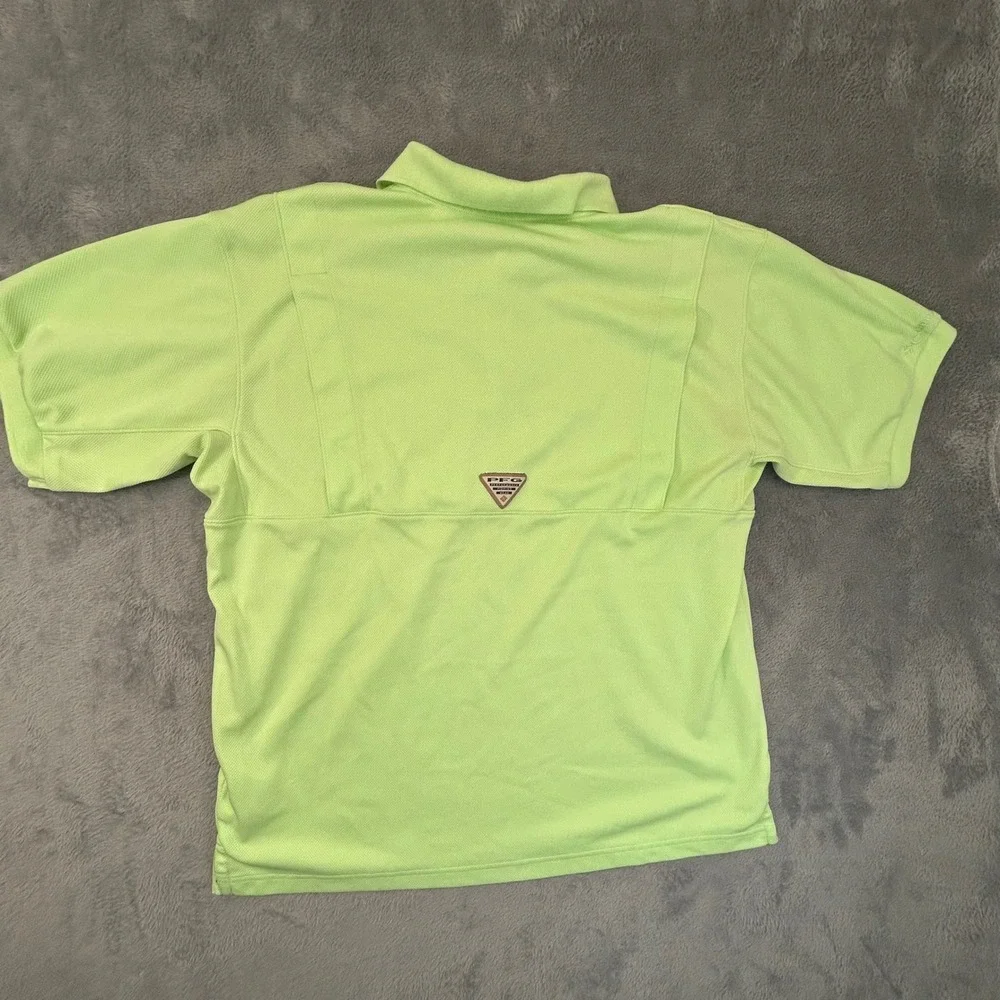 Columbia PFG Mens Polo Shirt Large‎ Lime Green Short Sleeve Fishing Ventilated L